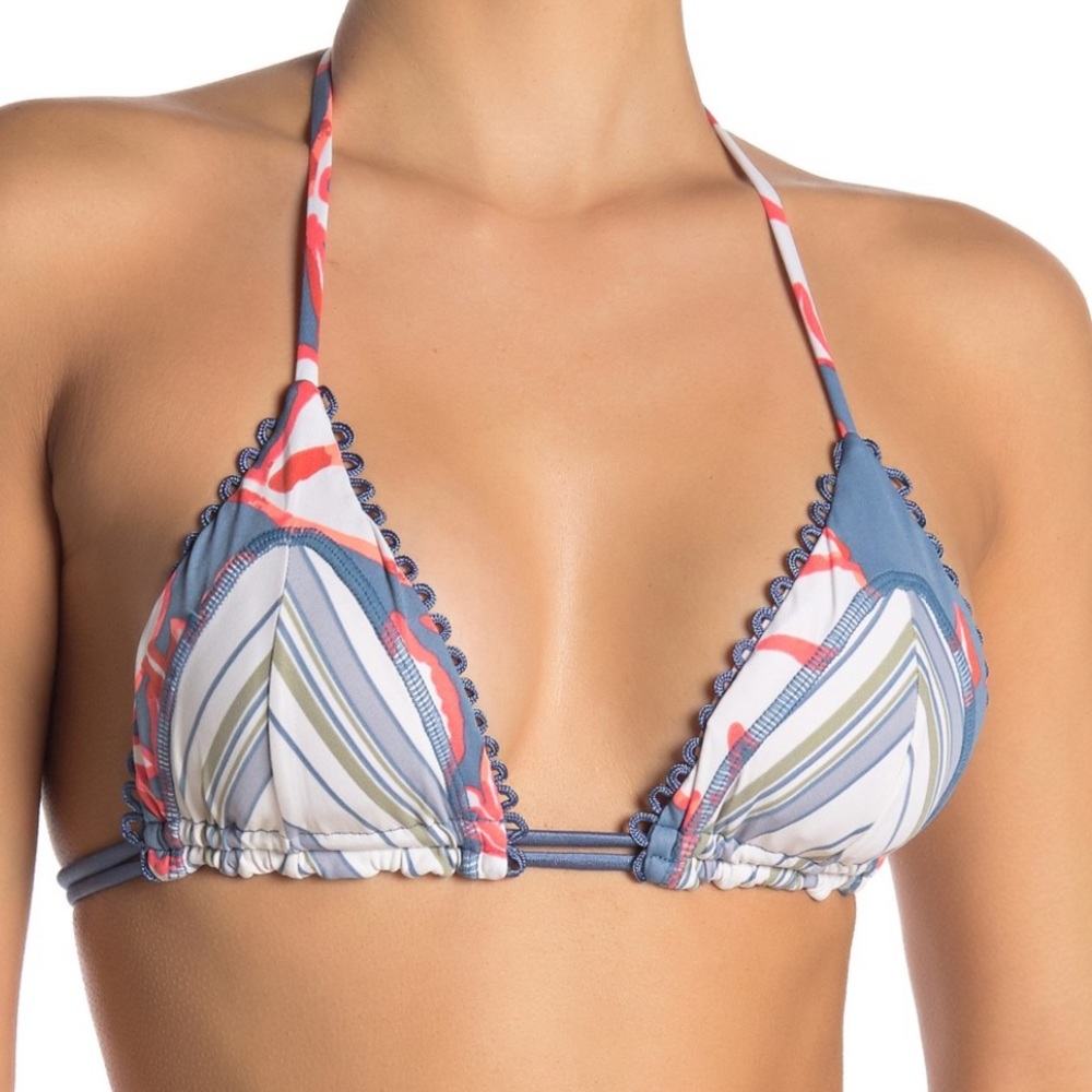 Maaji NWT $68 Scalloped Trim Muted Pastel Stripe